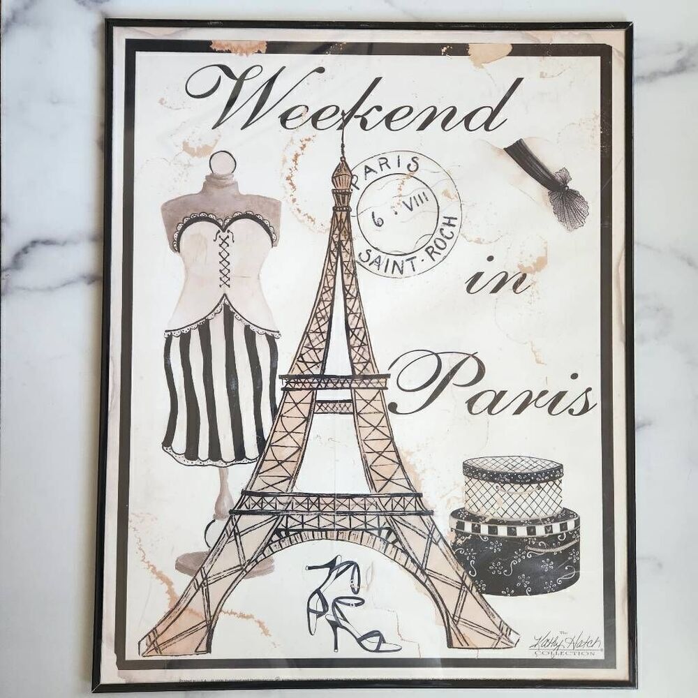 Kathy Hatch Collection Paris France Eiffel Tower black white print framed